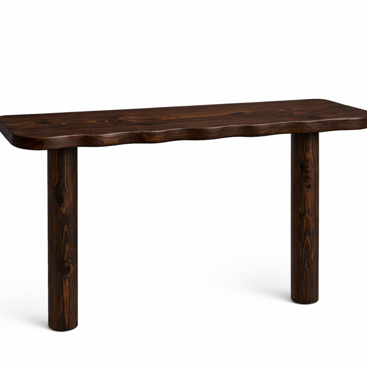 Doğal Masif Çam Dresuar 130 cm – El Yapımı, Hareli Budaklı Ahşap Konsol