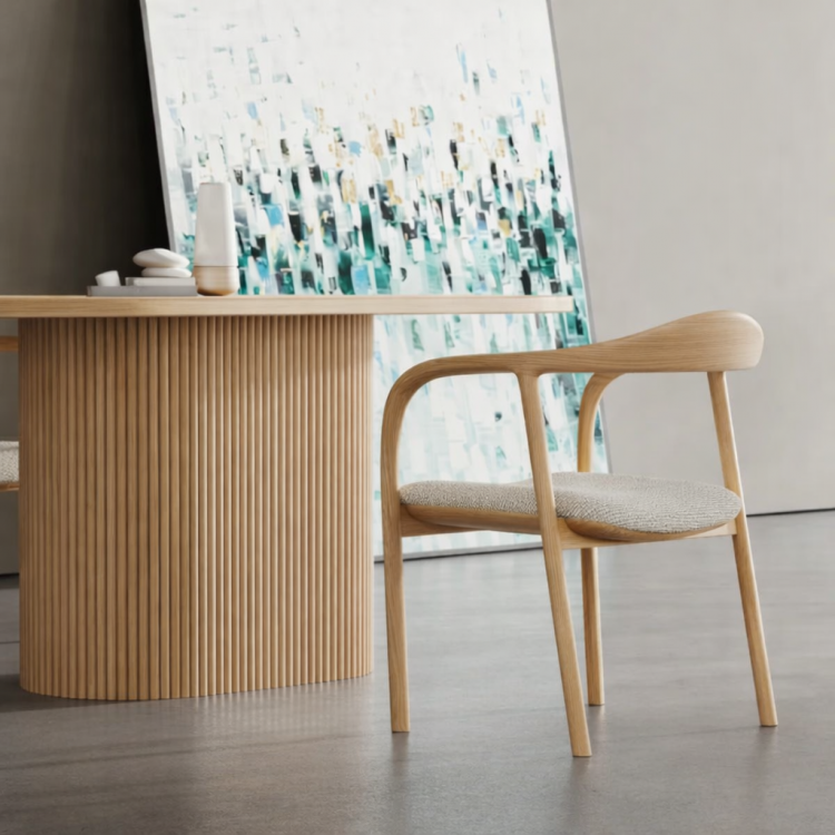 Masif Ahşap Oval Yemek Masası – Flüt Ayaklı Modern Tasarım | Modern & Şık Tasarım