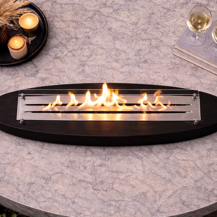 Ultra Mega Boy Ceviz Lux Şömine Masaüstü Dekoratif Şömine Bioethanol Mega Oval 110cm 