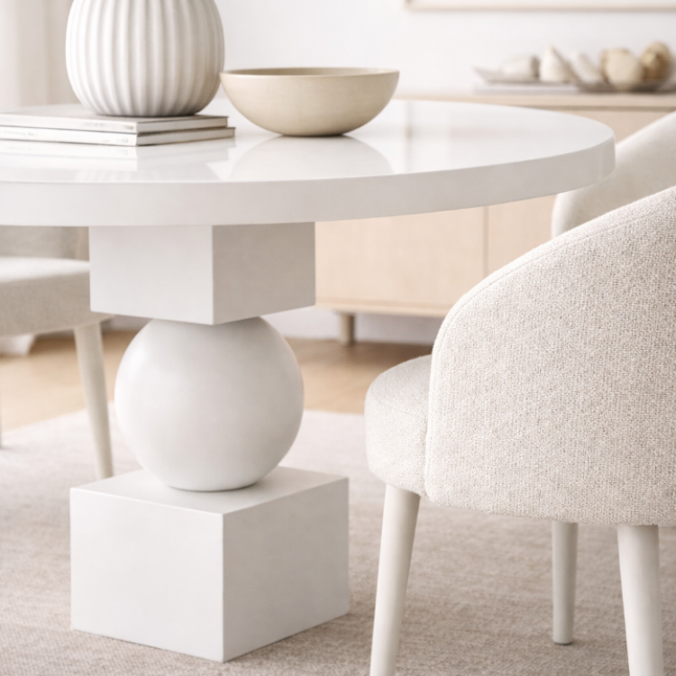 Masif Ahşap Yuvarlak Yemek Masası | Top Ayaklı Özgün Tasarım | Modern & El Yapımı 100cm