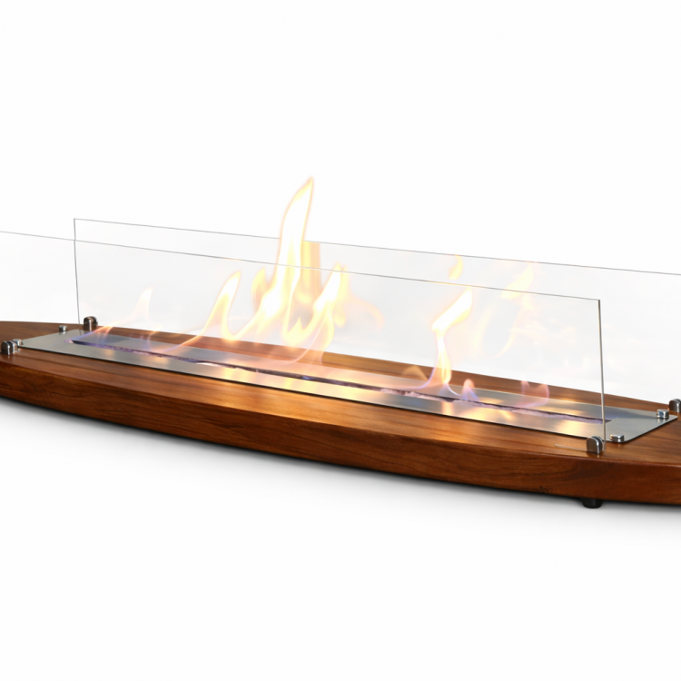 Ultra Mega Boy Ceviz Lux Şömine Masaüstü Dekoratif Şömine Bioethanol Mega Oval 110cm 