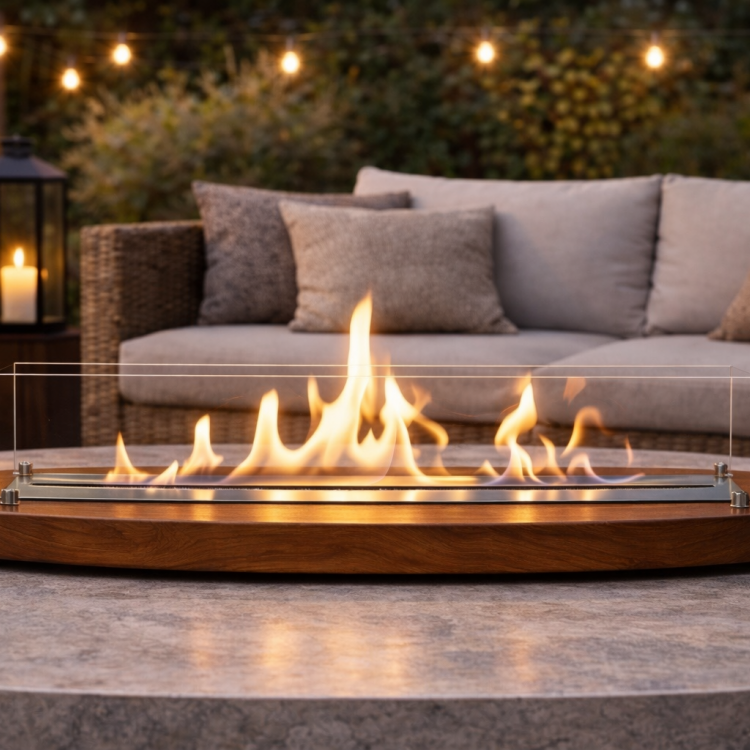 Ultra Mega Boy Ceviz Lux Şömine Masaüstü Dekoratif Şömine Bioethanol Mega Oval 110cm 