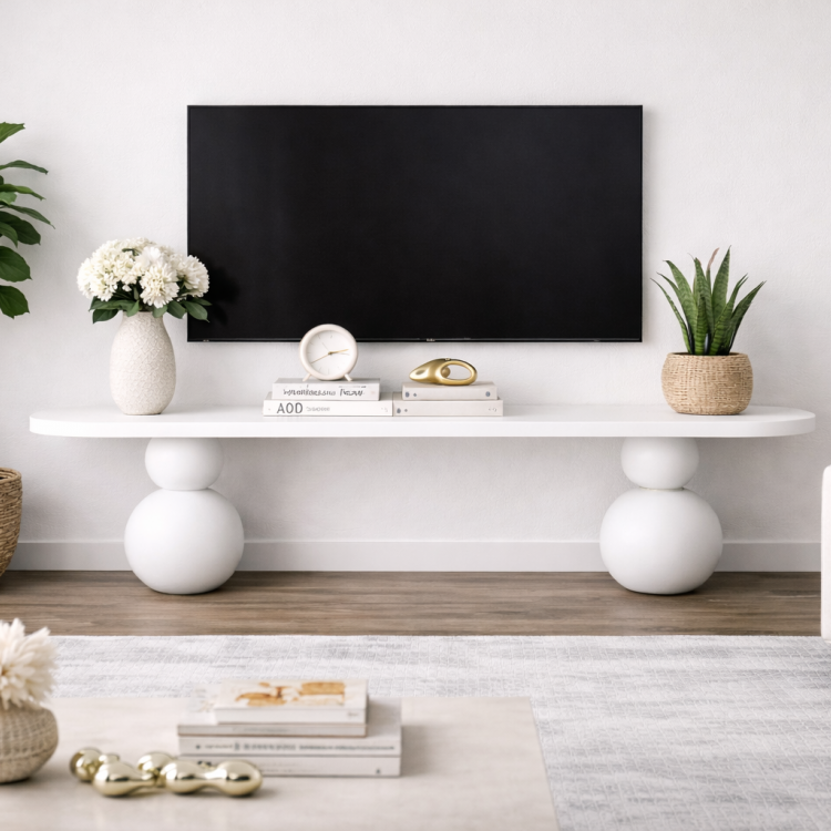 Masif Ahşap Top Ayaklı Modern TV Ünitesi Modern Tasarım 200cm