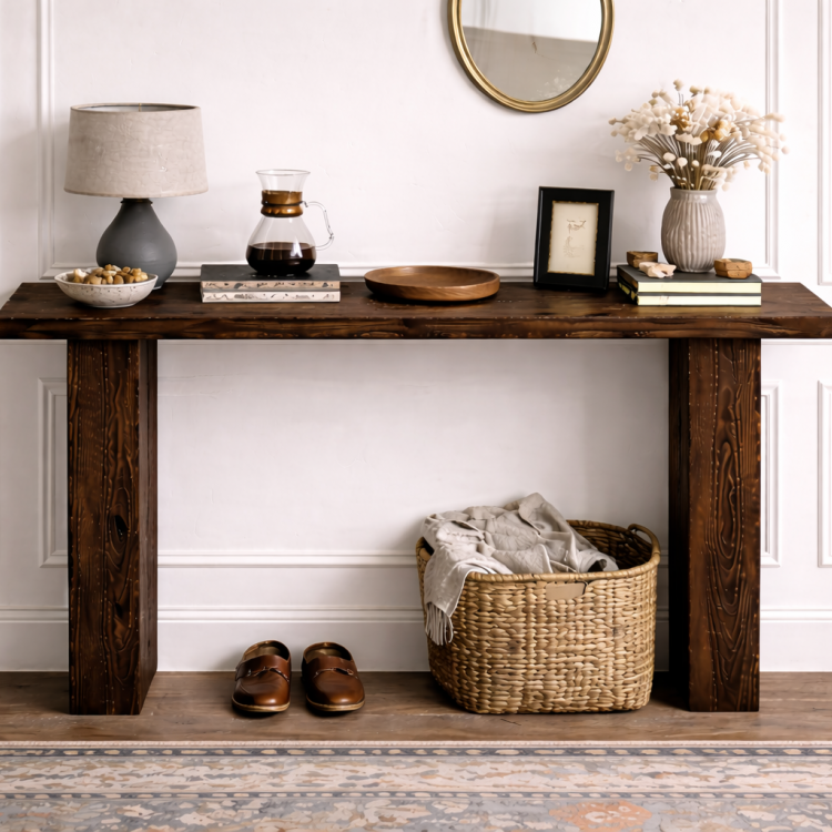 Masif Çam Ahşap Dresuar | Modern Antre Dresuarı | El Yapımı Masif Çam Dresuar 140cm 