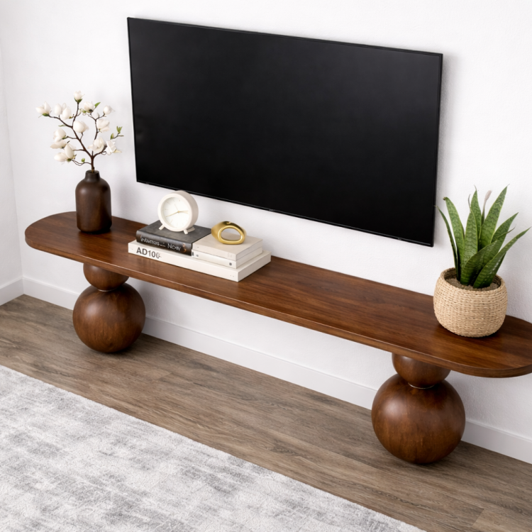 Masif Ahşap Top Ayaklı Modern TV Ünitesi Modern Tasarım 200cm