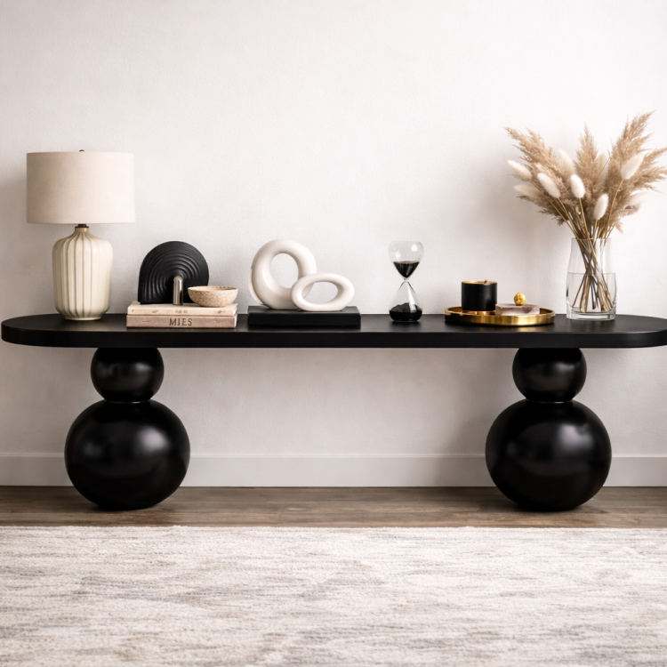 Masif Ahşap Top Ayaklı Modern TV Ünitesi Modern Tasarım 200cm