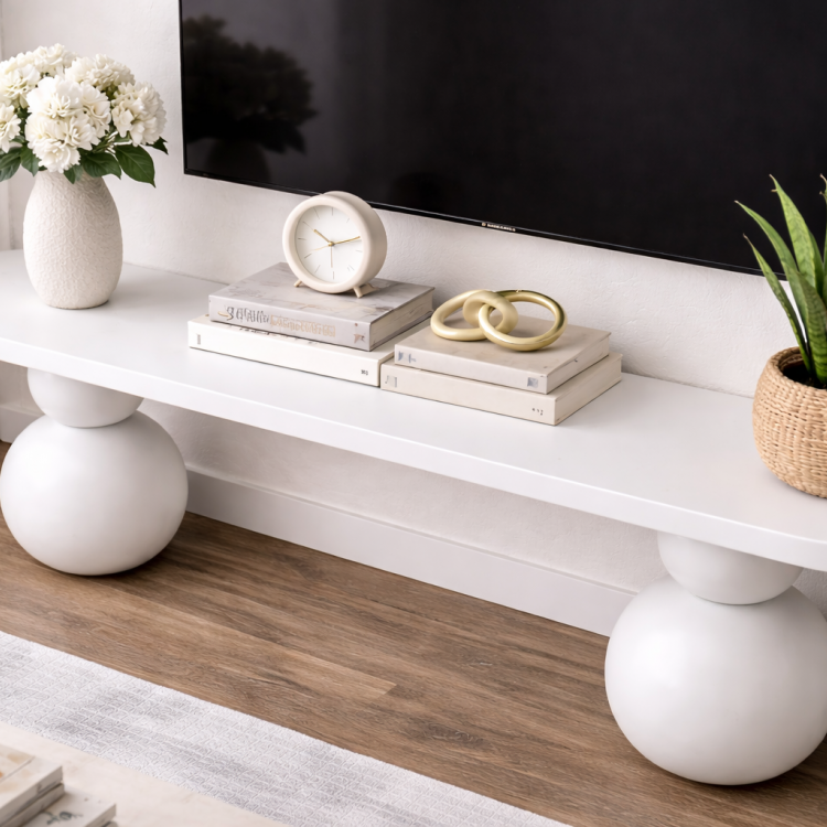 Masif Ahşap Top Ayaklı Modern TV Ünitesi Modern Tasarım 200cm