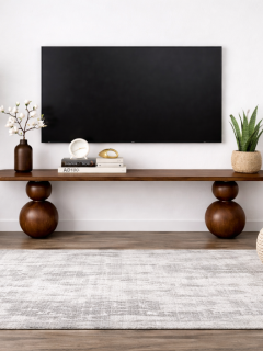 Masif Ahşap Top Ayaklı Modern TV Ünitesi Modern Tasarım 200cm Masif Ahşap Top Ayaklı Modern TV Ünitesi Modern Tasarım 200cm