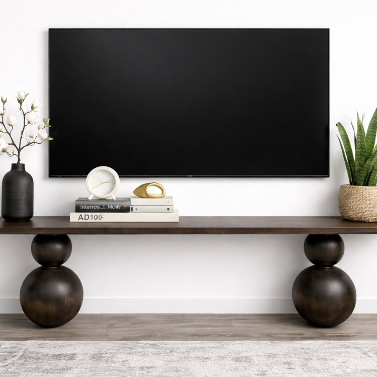 Masif Ahşap Top Ayaklı Modern TV Ünitesi Modern Tasarım 200cm