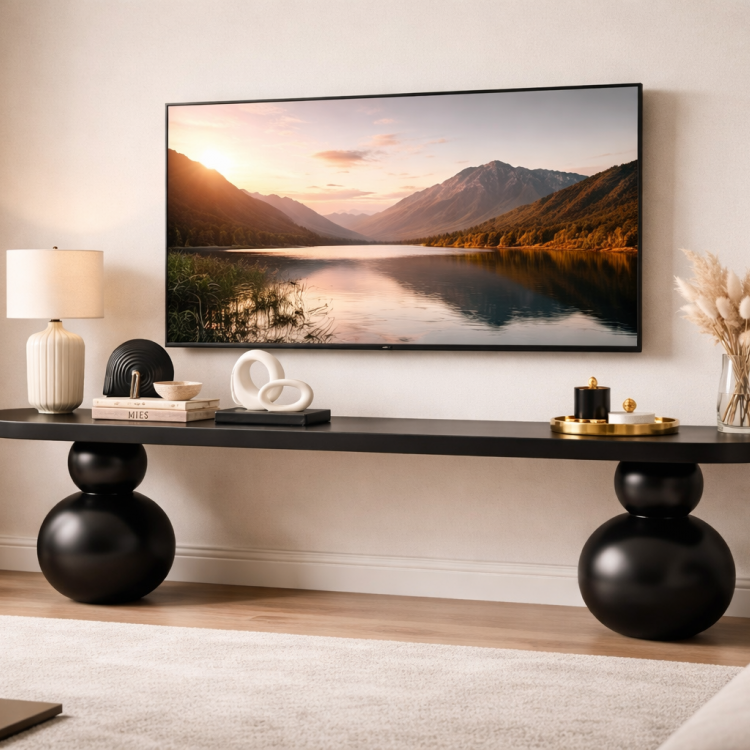 Masif Ahşap Top Ayaklı Modern TV Ünitesi Modern Tasarım 200cm