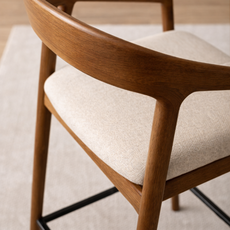 Masif Gürgen Ahşap Bar Seti – Flüt Gövdeli Oval Bar Masası ve 2’li Bar Sandalyesi Masif Gürgen Ahşap Bar Seti – Flüt Gövdeli Oval Bar Masası ve 2’li Bar Sandalyesi