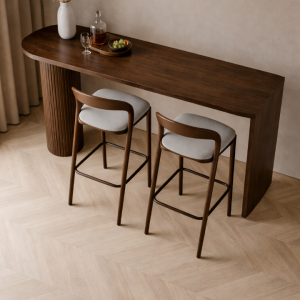 Masif Gürgen Bar Seti | 1 Adet Bar Masası + 2 Adet Ahşap Bar Sandalyesi