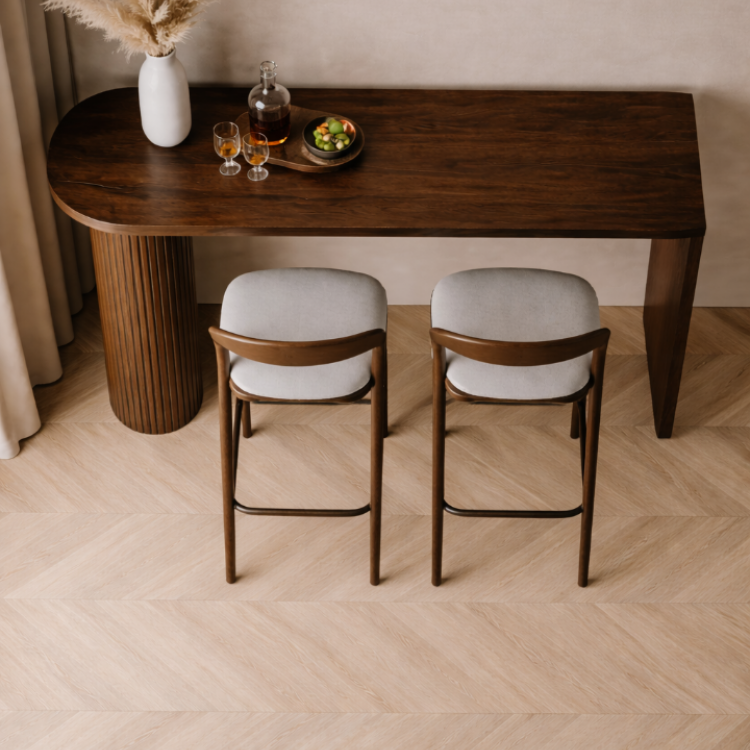 Masif Gürgen Bar Seti | 1 Adet Bar Masası + 2 Adet Ahşap Bar Sandalyesi