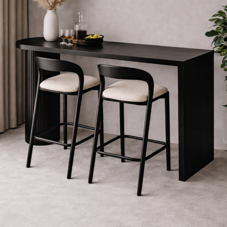 Masif Gürgen Bar Seti | 1 Adet Bar Masası + 2 Adet Ahşap Bar Sandalyesi