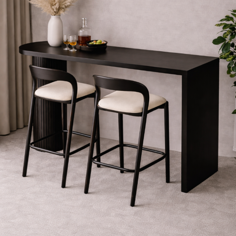 Masif Gürgen Bar Seti | 1 Adet Bar Masası + 2 Adet Ahşap Bar Sandalyesi