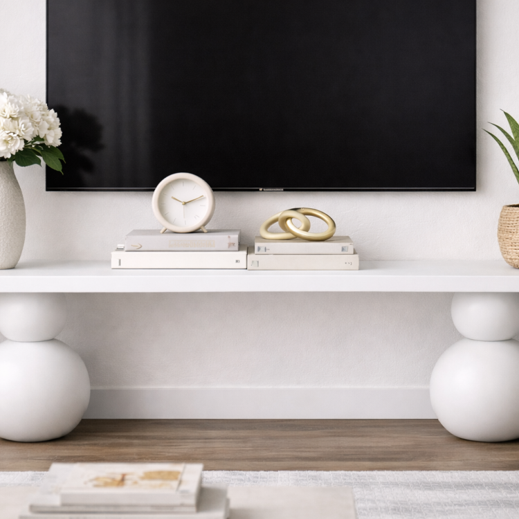 Masif Ahşap Top Ayaklı Modern TV Ünitesi Modern Tasarım 200cm