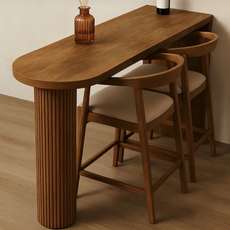 2 adet bar masa ceviz renk 150x40 cm yukseklik 105cm