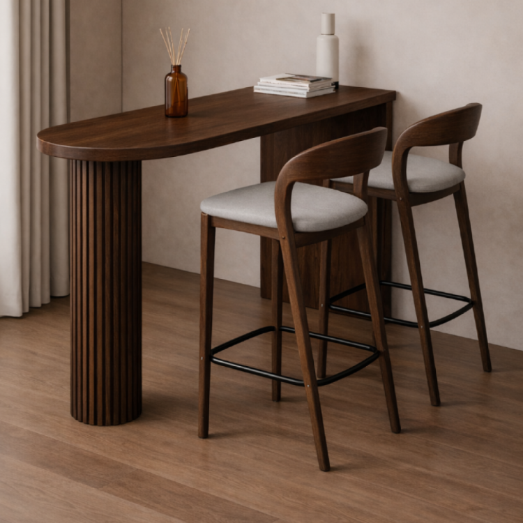 Koyu ceviz bar masası 140x60 yükseklik 90cm