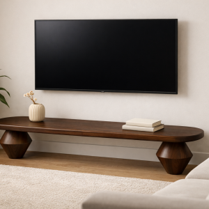 Masif Ahşap TV Ünitesi | Tornalı Ayaklı  |  Modern & Minimal TV Sehpası  | El Yapımı  200cm 