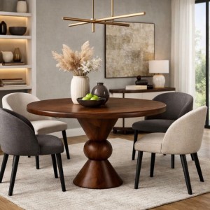 80 cm çap ceviz renk masa yuvarlak 