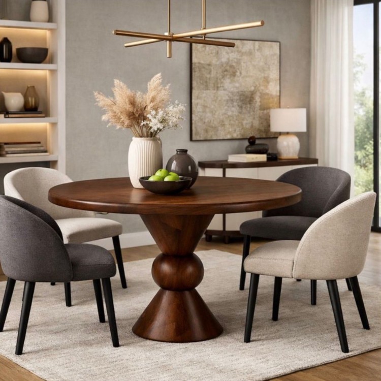 80 cm çap ceviz renk masa yuvarlak 