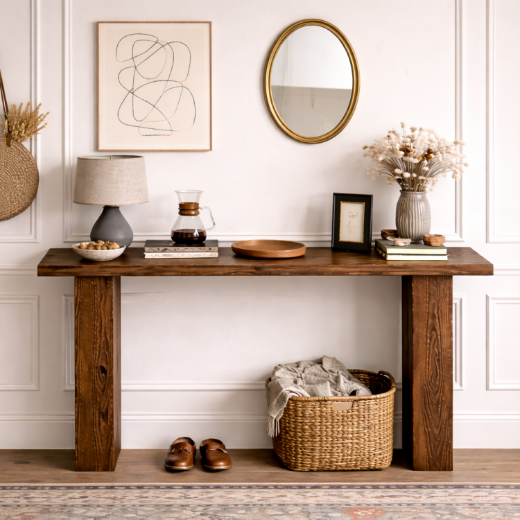 Masif Çam Ahşap Dresuar | Modern Antre Dresuarı | El Yapımı Masif Çam Dresuar 140cm 