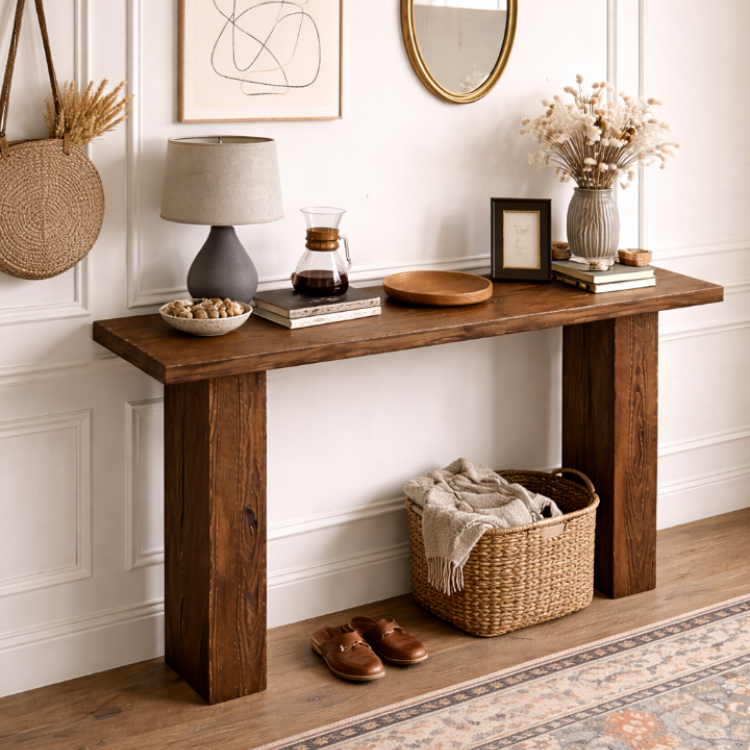 Masif Çam Ahşap Dresuar | Modern Antre Dresuarı | El Yapımı Masif Çam Dresuar 140cm 