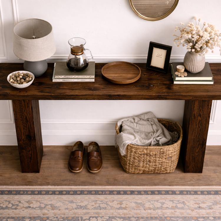 Masif Çam Ahşap Dresuar | Modern Antre Dresuarı | El Yapımı Masif Çam Dresuar 140cm 