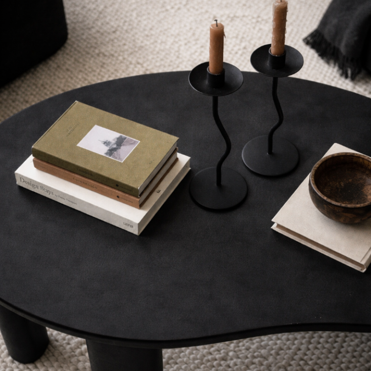 Masif Gürgen Ahşap Orta Sehpa – Modern Organik Form Minimal Tasarım Salon Sehpası