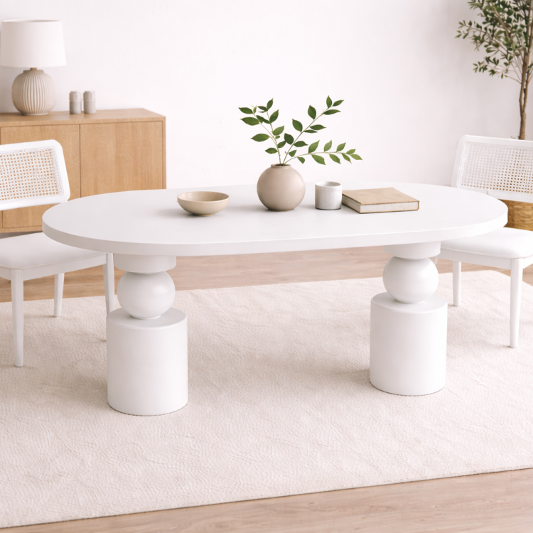 Masif Ahşap Torna Ayaklı Yemek Masası 150x60 cm – Doğal Minimalist Modern Mutfak Masası 4 Kişilik