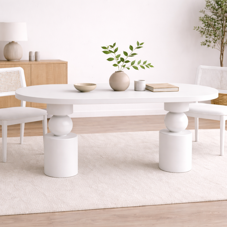 Masif Ahşap Torna Ayaklı Yemek Masası 150x60 cm – Doğal Minimalist Modern Mutfak Masası 4 Kişilik