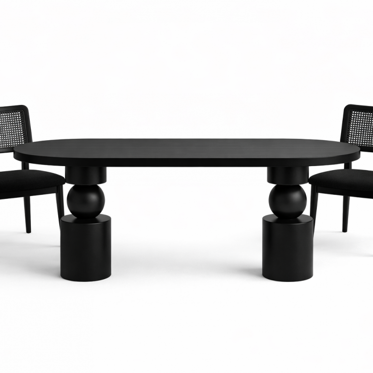 Masif Ahşap Torna Ayaklı Yemek Masası 150x60 cm – Doğal Minimalist Modern Mutfak Masası 4 Kişilik