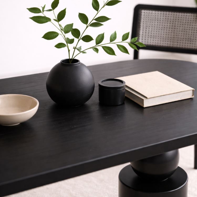 Masif Ahşap Torna Ayaklı Yemek Masası 150x60 cm – Doğal Minimalist Modern Mutfak Masası 4 Kişilik