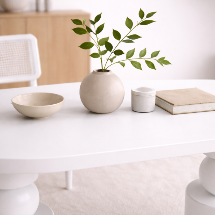 Masif Ahşap Torna Ayaklı Yemek Masası 150x60 cm – Doğal Minimalist Modern Mutfak Masası 4 Kişilik