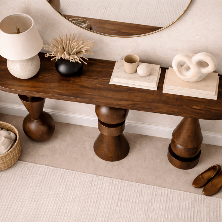 Ayos Ağacı Heykelsi Torna Ayaklı Dresuar – Modern Tasarım Masif Ahşap Konsol Ayos Ağacı Heykelsi Torna Ayaklı Dresuar – Modern Tasarım Masif Ahşap Konsol