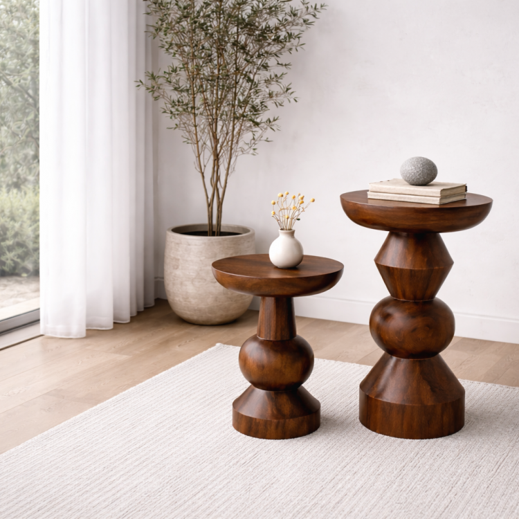 Modern Tasarım Mantar Yan Sehpa – El Yapımı Ayos Ağacı Dekoratif Sehpa