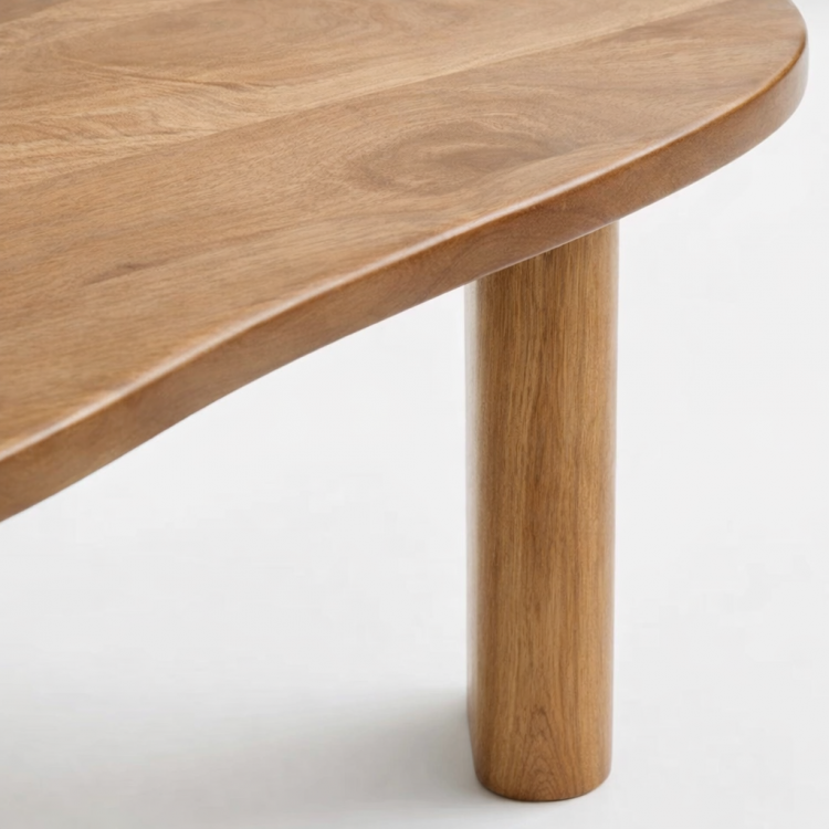 Masif Gürgen Ahşap Orta Sehpa – Modern Organik Form Minimal Tasarım Salon Sehpası