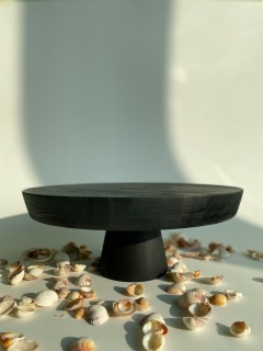 Doğal Ahşap Kek Standı Siyah