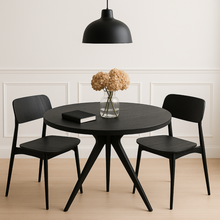 100cm çap siyah renk özel yemek masası