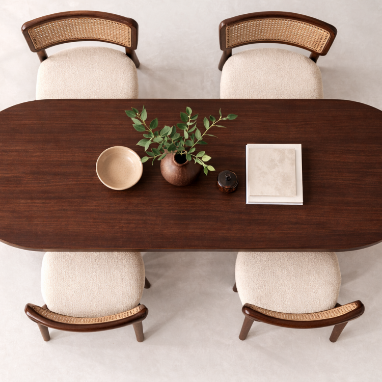 Masif Ahşap Torna Ayaklı Yemek Masası 150x60 cm – Doğal Minimalist Modern Mutfak Masası 4 Kişilik