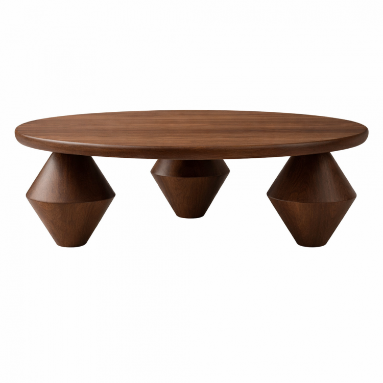 Masif Ahşap Totem Ayaklı Orta Sehpa – Modern Tasarım Yuvarlak Salon Sehpası Masif Ahşap Totem Ayaklı Orta Sehpa – Modern Tasarım Yuvarlak Salon Sehpası