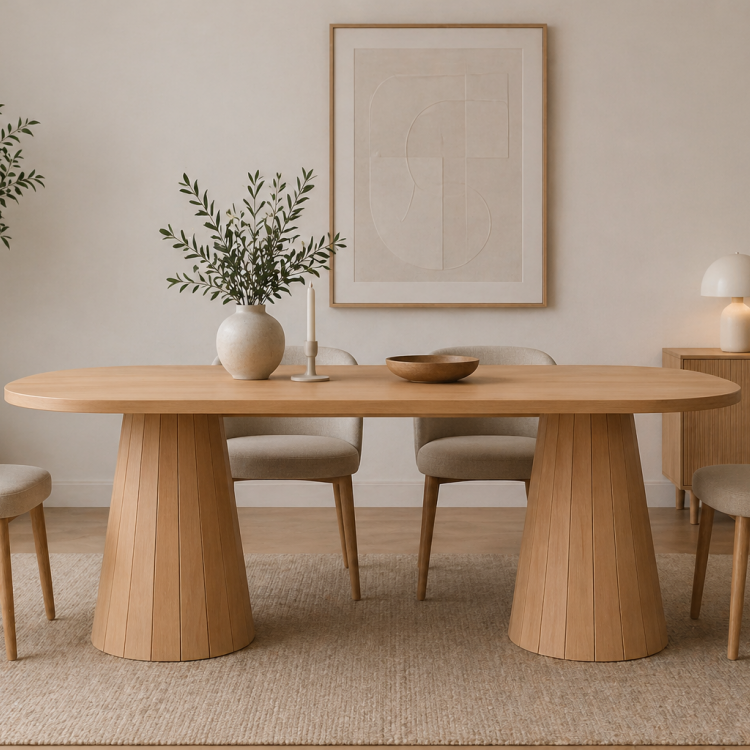 Tamamı Doğal Gürgen Masif Ahşap Yemek Masası 160x90 cm – Oval Modern Tasarım