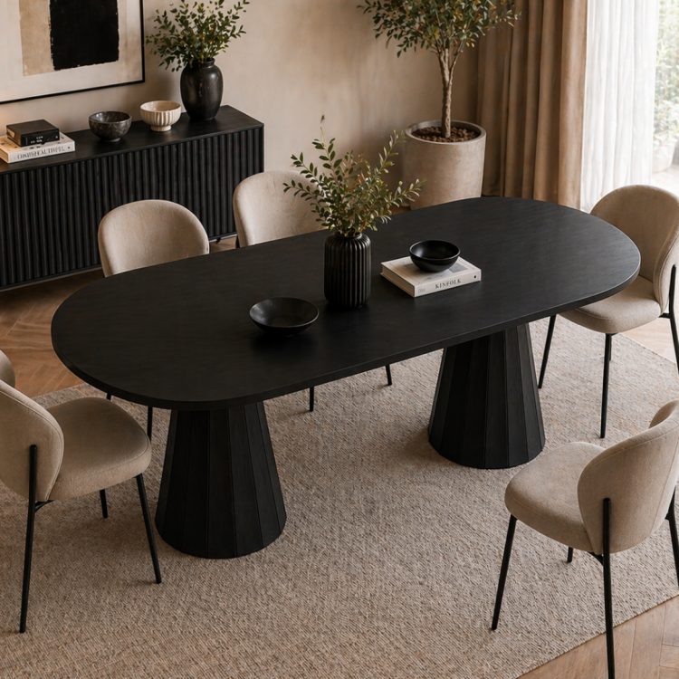 Tamamı Doğal Gürgen Masif Ahşap Yemek Masası 160x90 cm – Oval Modern Tasarım