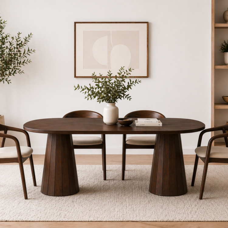 Tamamı Doğal Gürgen Masif Ahşap Yemek Masası 160x90 cm – Oval Modern Tasarım