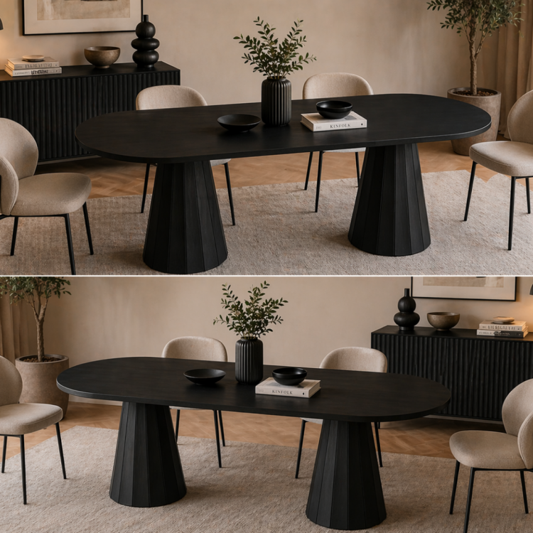 Tamamı Doğal Gürgen Masif Ahşap Yemek Masası 160x90 cm – Oval Modern Tasarım