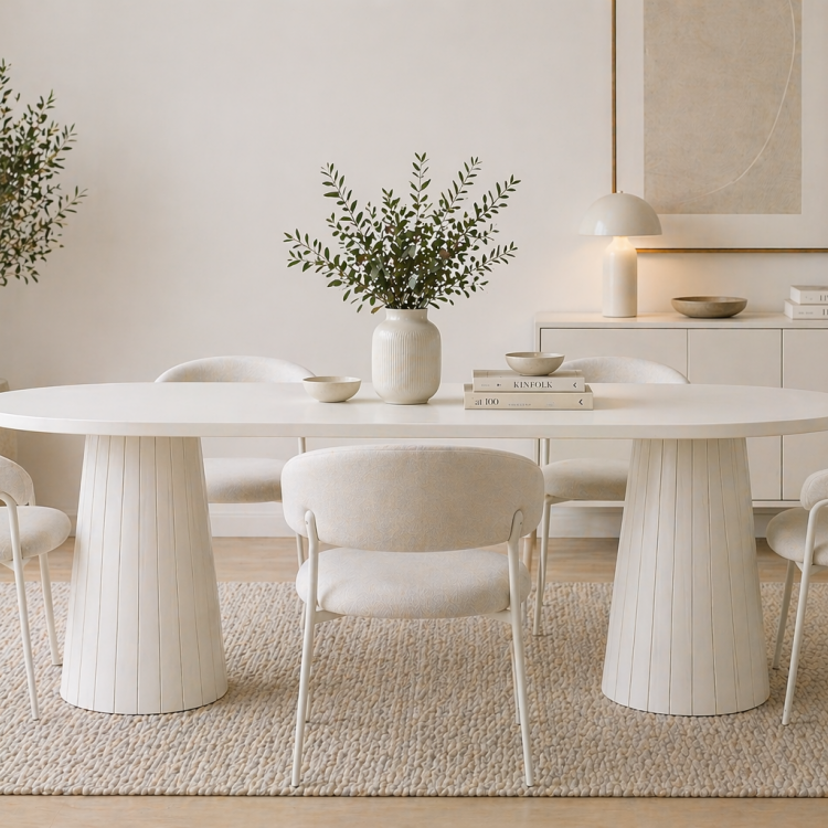 Tamamı Doğal Gürgen Masif Ahşap Yemek Masası 160x90 cm – Oval Modern Tasarım