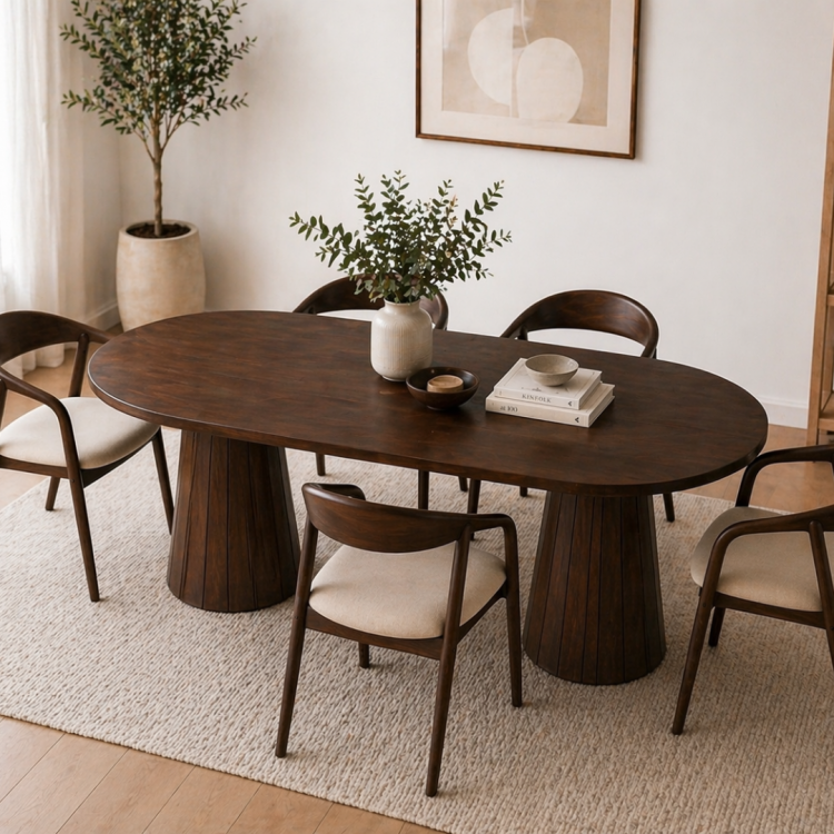 Tamamı Doğal Gürgen Masif Ahşap Yemek Masası 160x90 cm – Oval Modern Tasarım