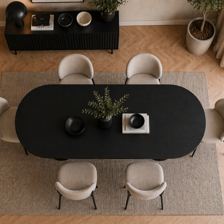 Tamamı Doğal Gürgen Masif Ahşap Yemek Masası 160x90 cm – Oval Modern Tasarım