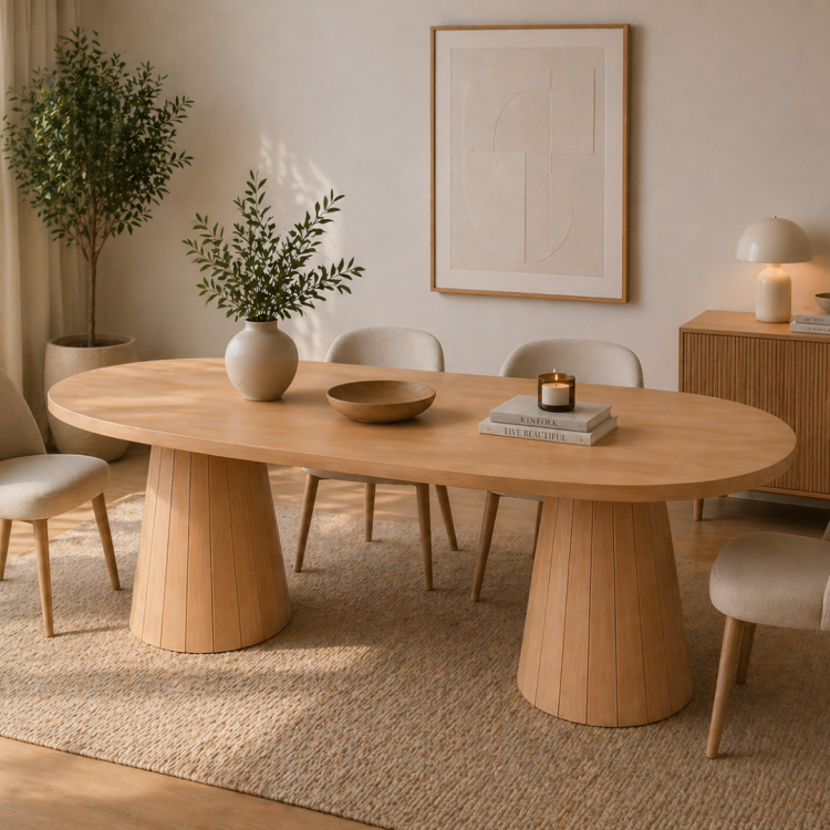 Tamamı Doğal Gürgen Masif Ahşap Yemek Masası 160x90 cm – Oval Modern Tasarım