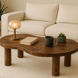 Modern Tasarımlı Masif Ahşap Orta Sehpa Minimal ve Şık Masif Ahşap Sehpa Doğal Dokulu